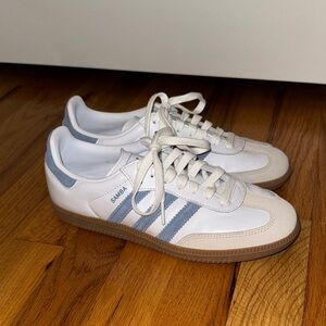 Adidas Samba White and Light Blue Sneakers